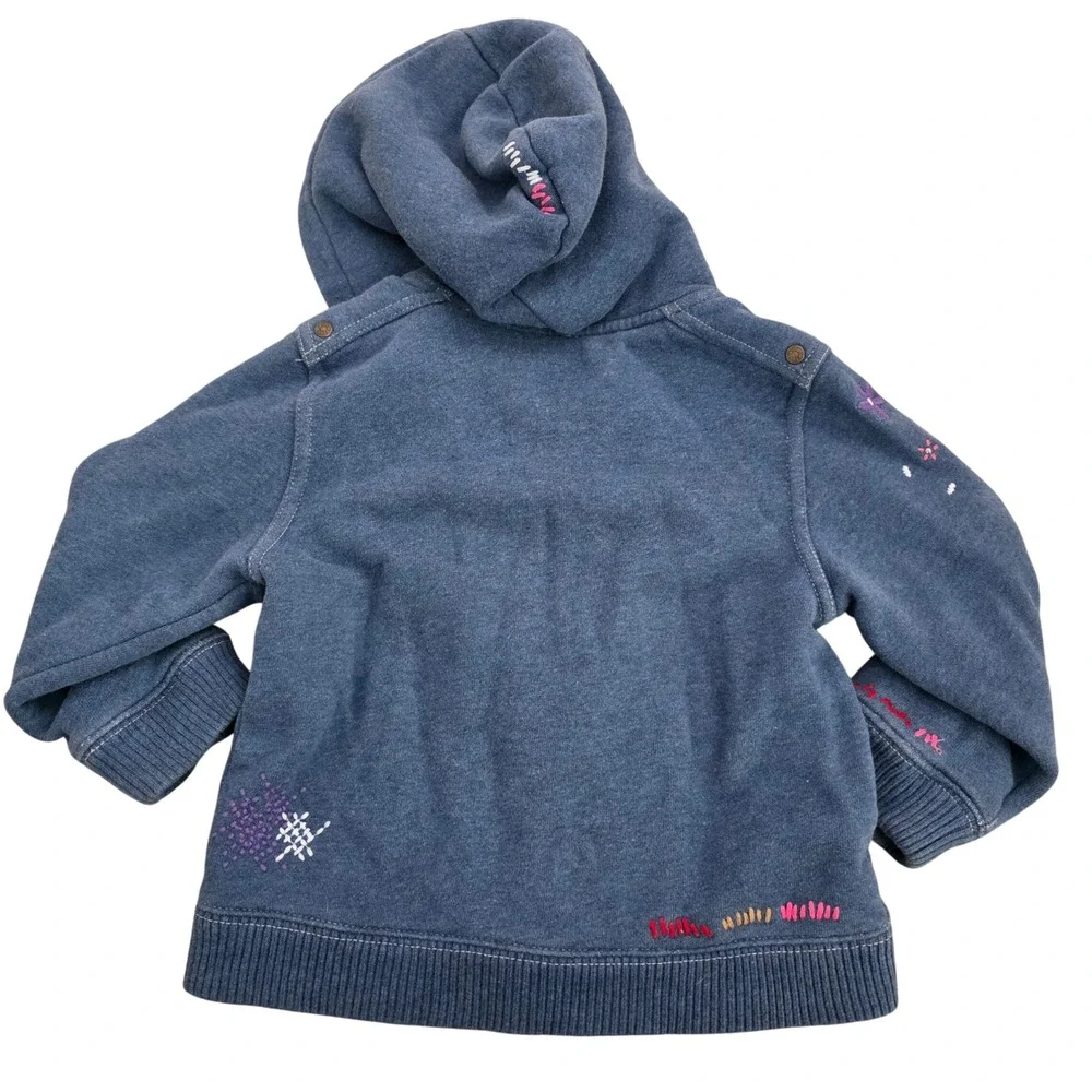 Baby Gap 1969 Jeans Blue Embroidered Sherpa Lined Zip Up Hoodie Toddler 2-3 Year